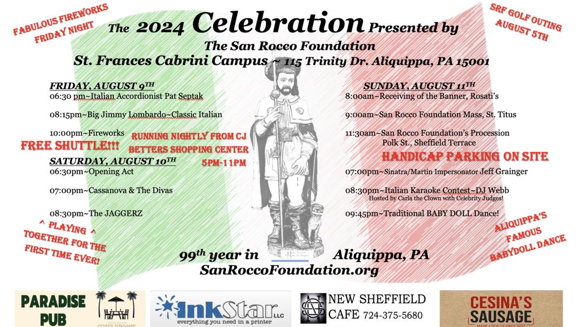 San Rocco Celebration Schedule of Events