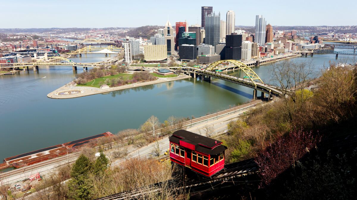 A view from the incline of the point at three rivers in Pittsburgh, PA