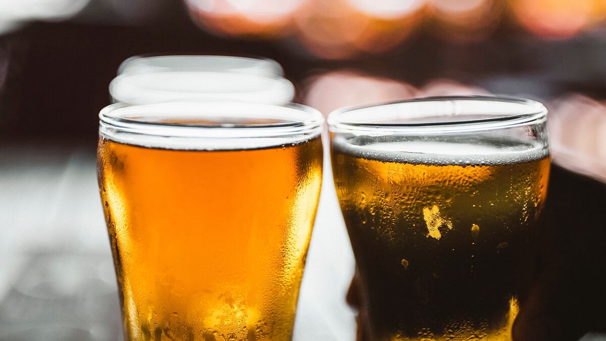 beer glasses with condensation