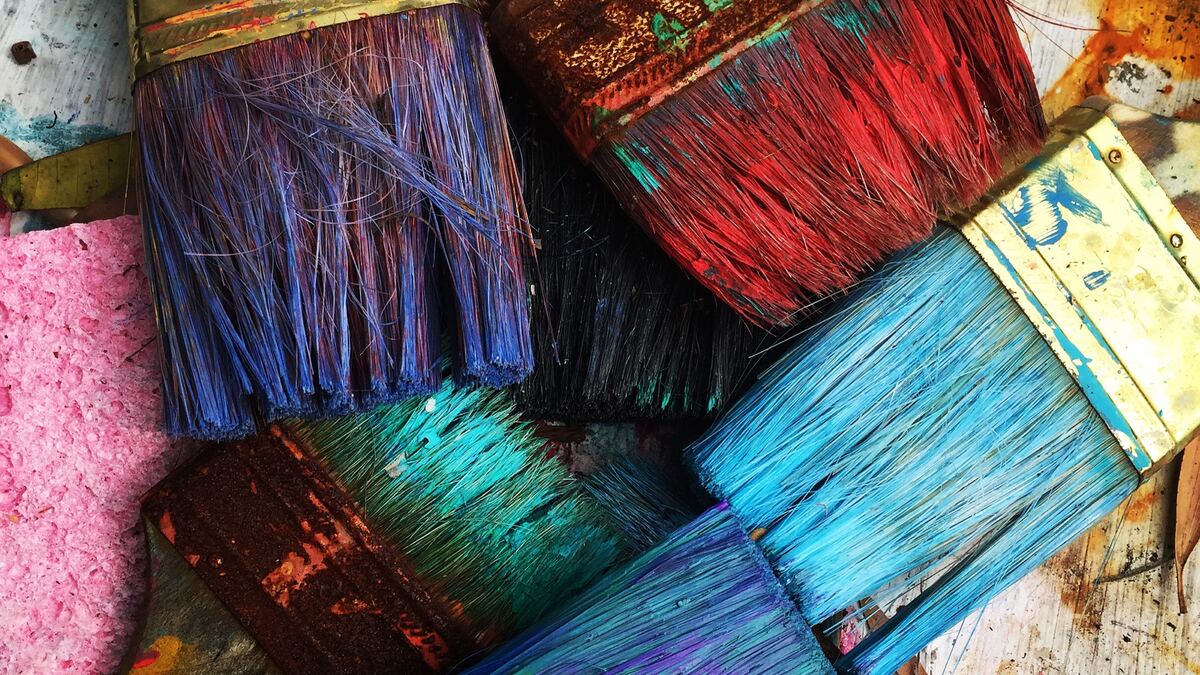 colored paint brushes