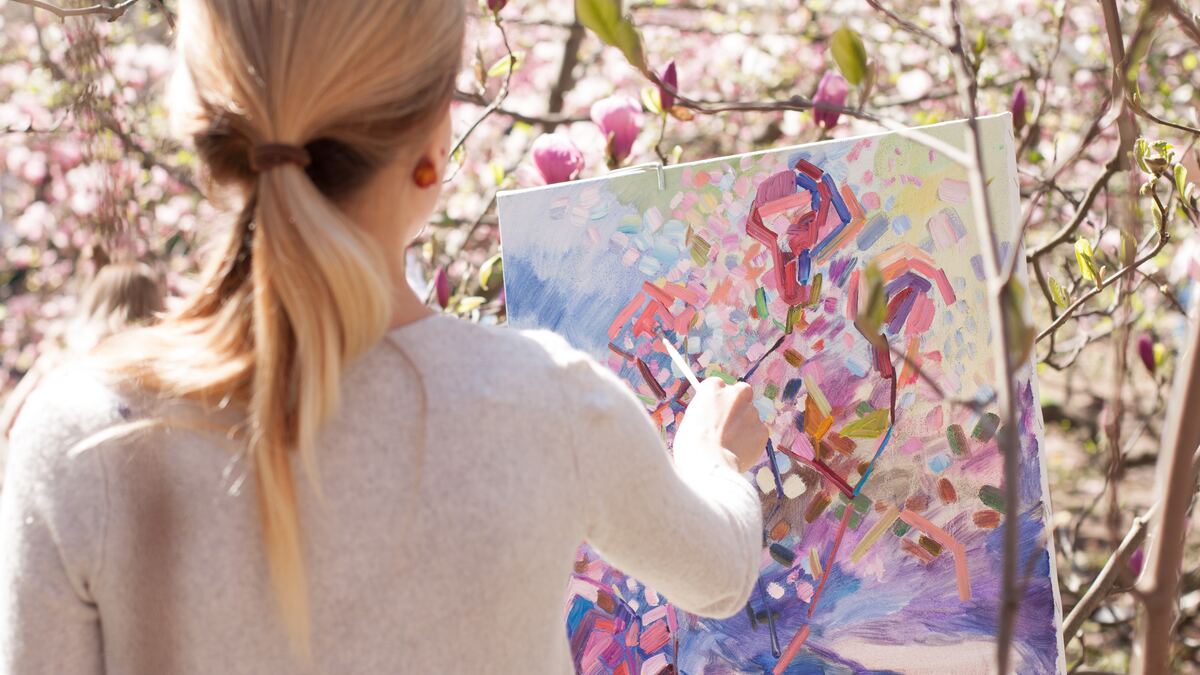 painter at a spring festival